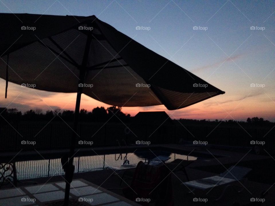 Sunset by the pool