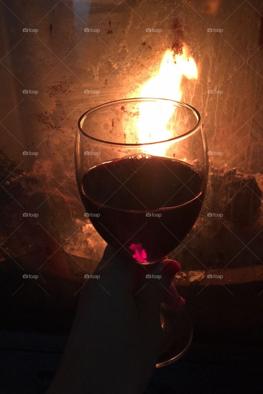 Warming the Winter- Wine and Fireplace 