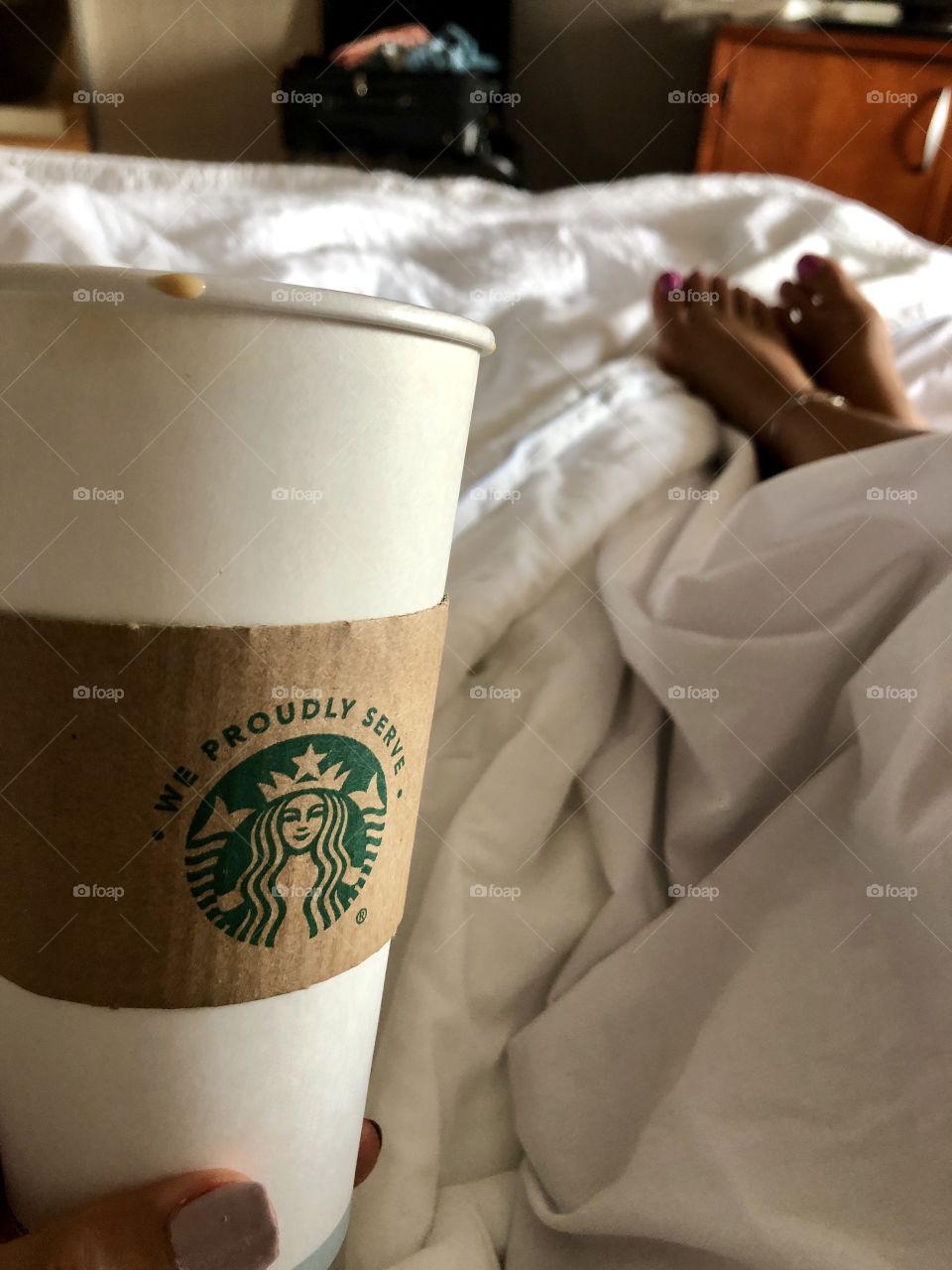 Starbucks coffee in bed 