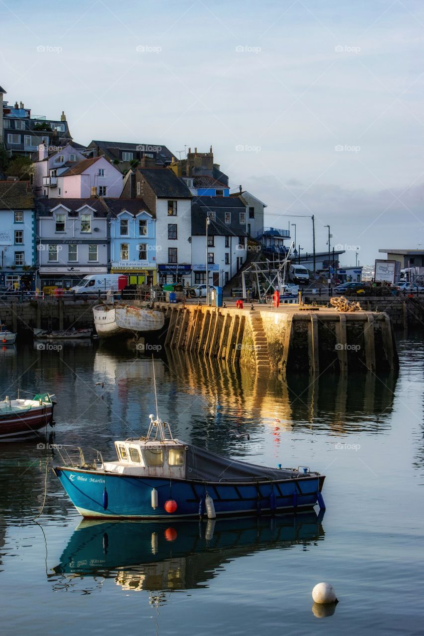 Brixham Harbour Jetty caught in the setting sun