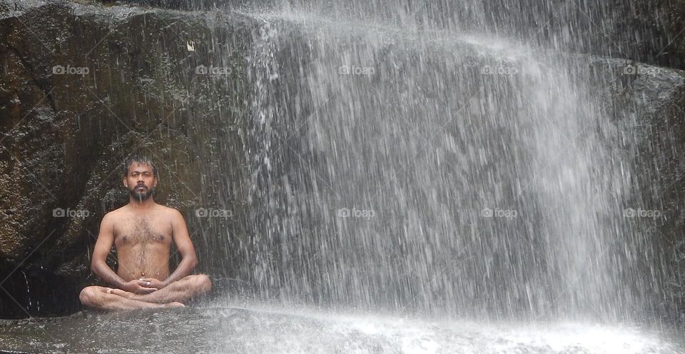 Man in Water fall
