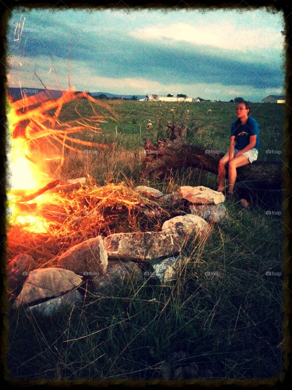 Summer night bonfire 