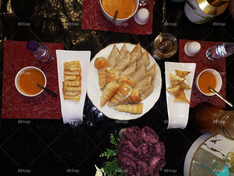 Mini dinner with delicious soups and pastries