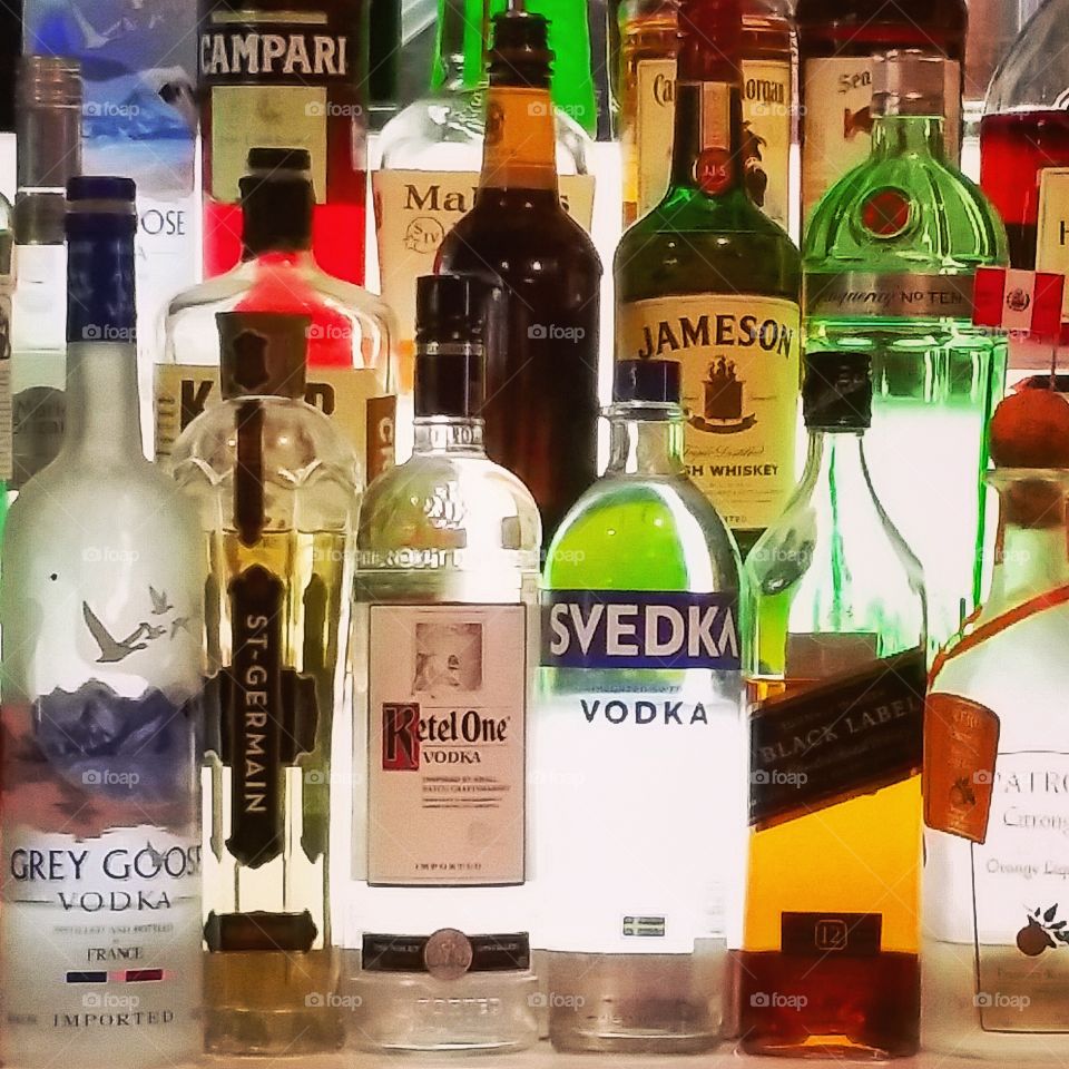 Alcohol in a bar