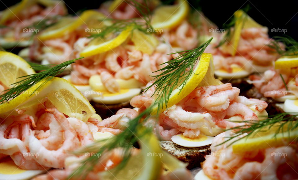 Close-up of shrimp sandwiches