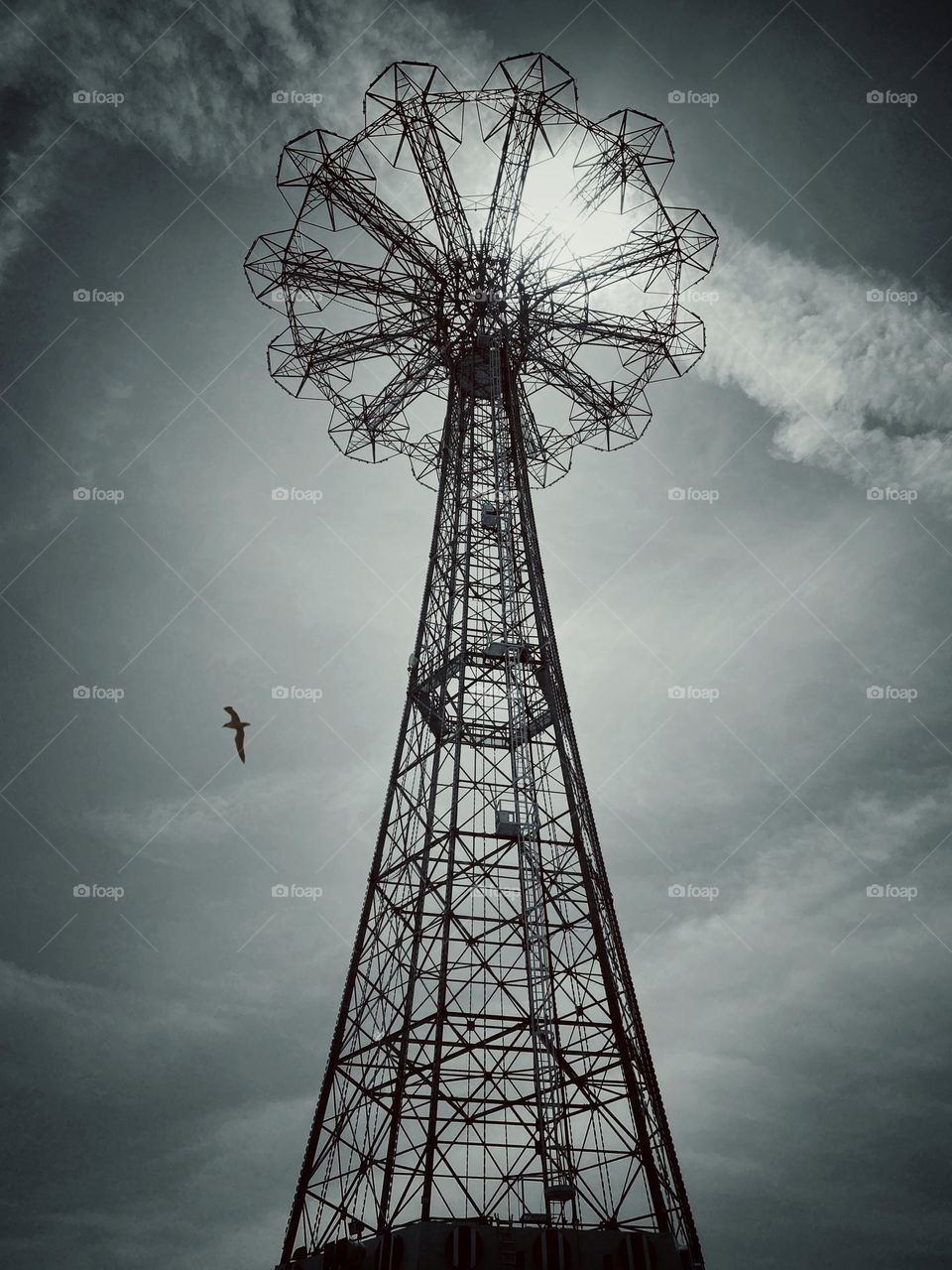 Landmark Parachute Jump ride steel structure in Brooklyn’s Coney Island