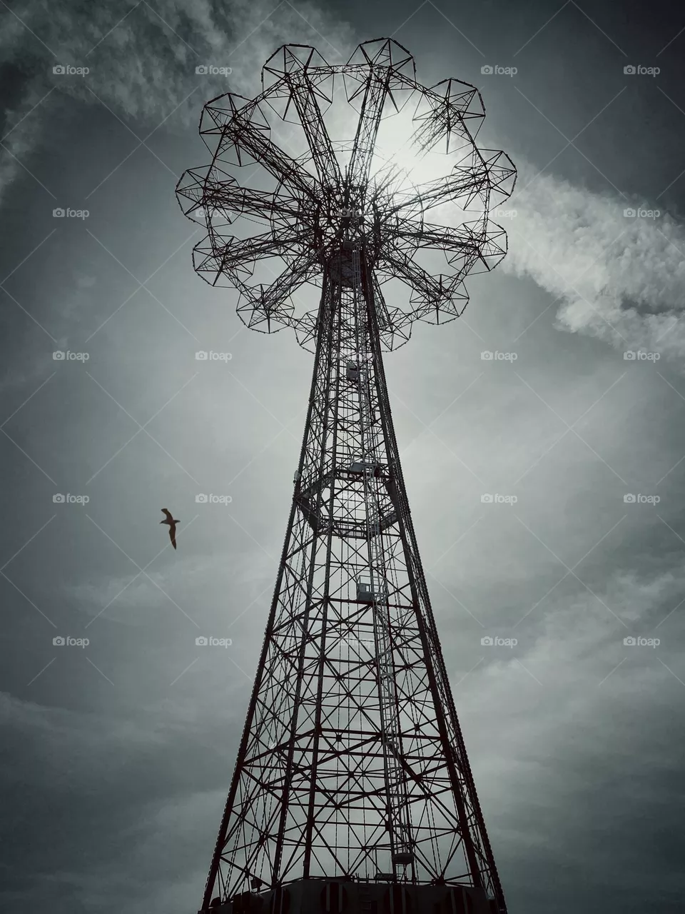 Landmark Parachute Jump ride steel structure in Brooklyn’s Coney Island