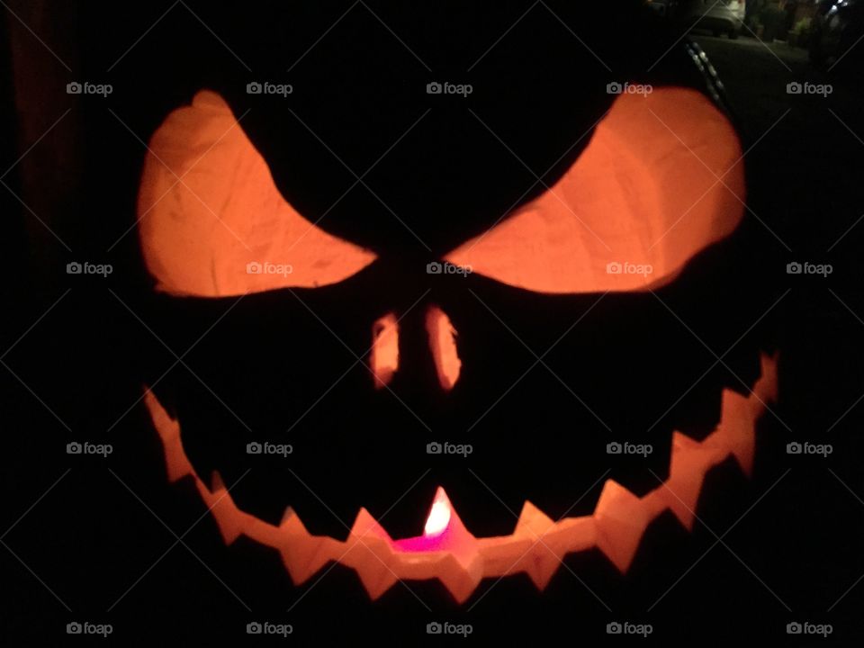 A halloween pumpink in the darkness 