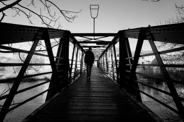 Over the bridge at Barnard Castle in B&W