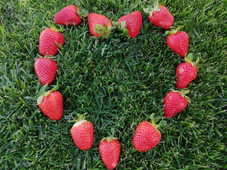 Heart-shaped strawberries