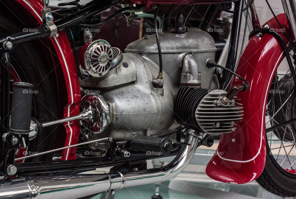Engine in the retro motorcycle