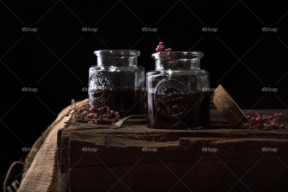 red fruit jelly in dark composition