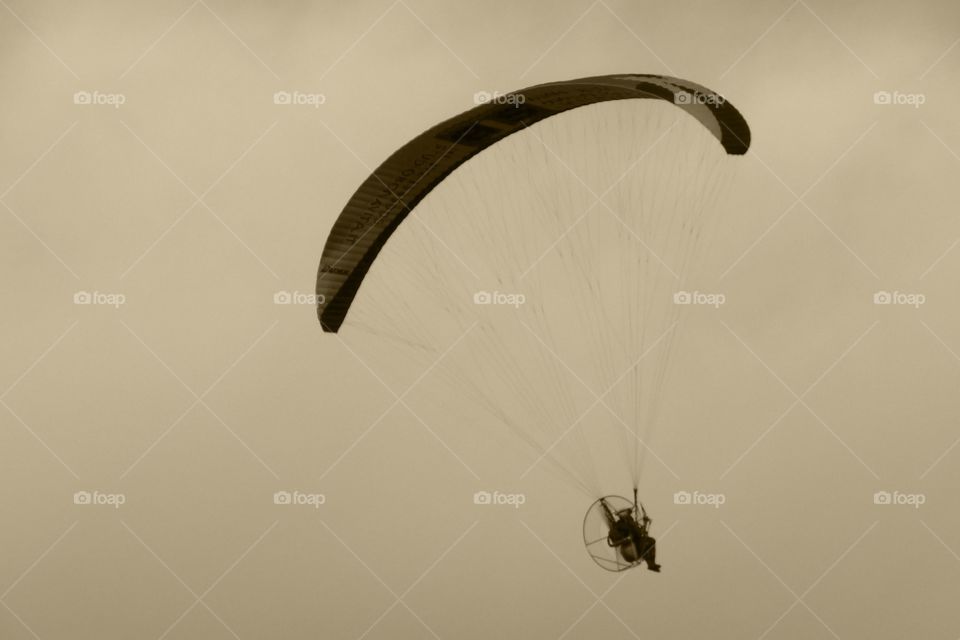 motorized parachute. Amazing motorized parachute is riding happy on my head