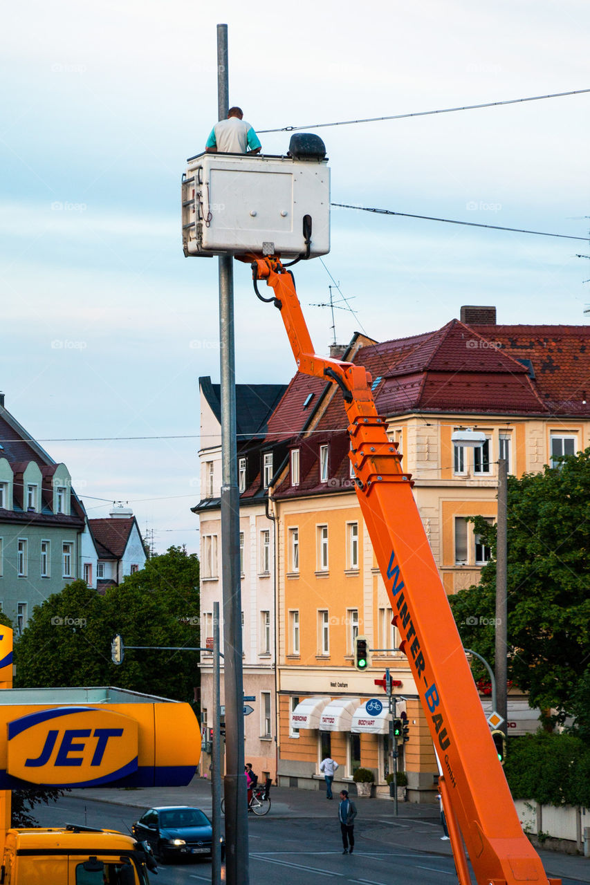 Man working in a crane