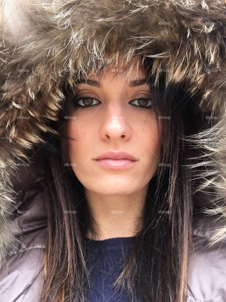 Getting serious here, girl outside on a cold winter day, no filter front camera 