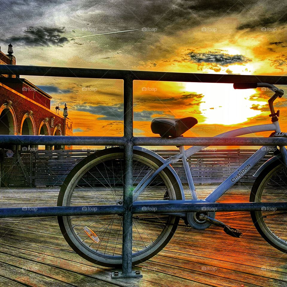 Bicycle Sunset . The sunset was so enticing in historic Asbury Park,  NJ 