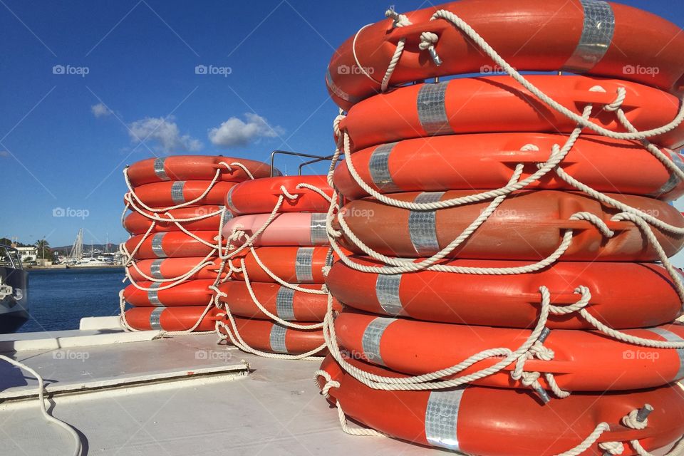 Orange life buoys 