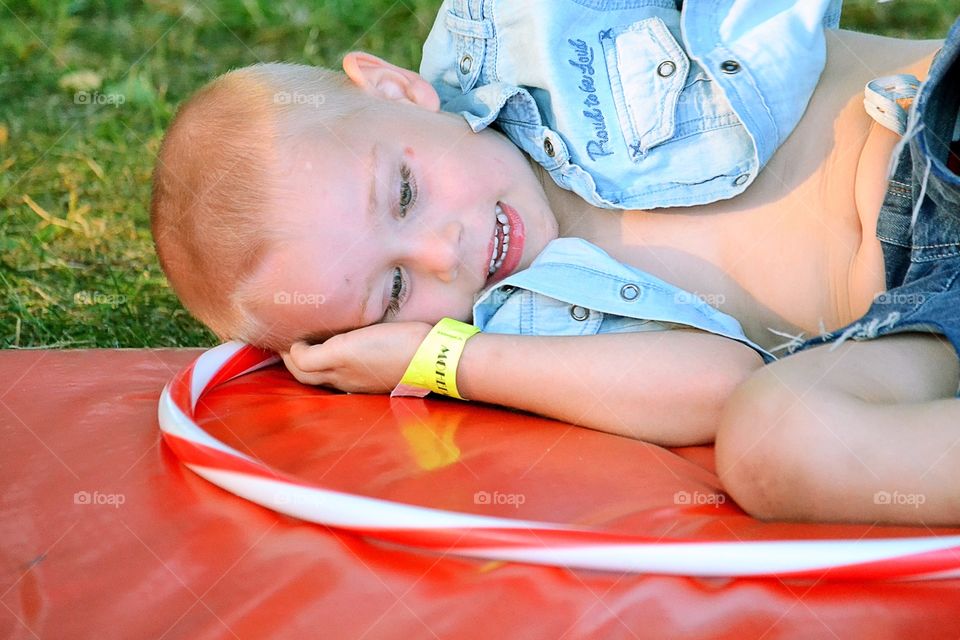 Boy having fun. Boy playing