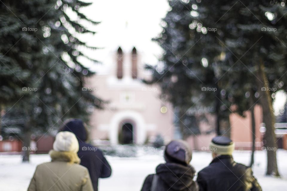 Winter, Snow, People, Tree, Street