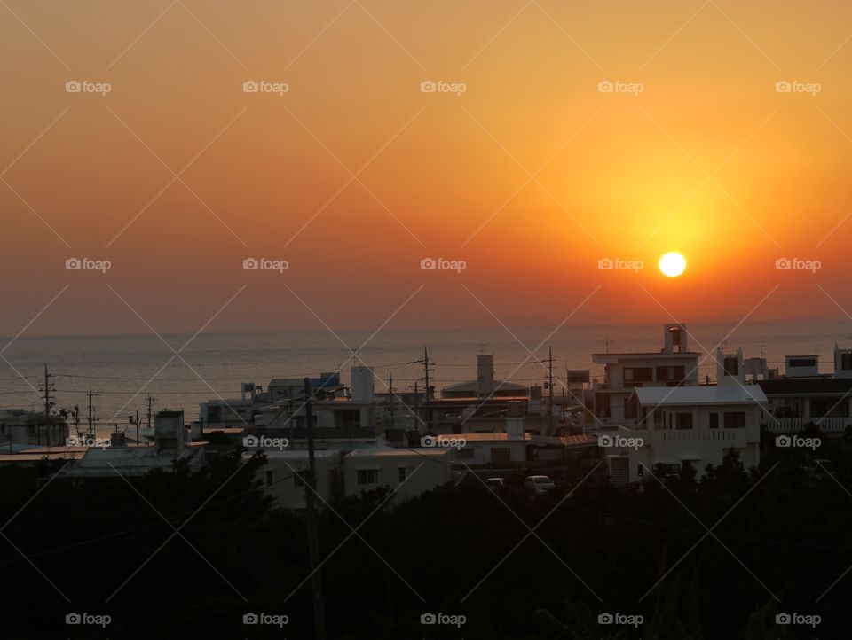 View of okinawa sunset