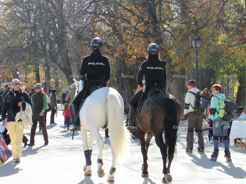 The was taken in the main park of Madrid and shows the Rangers on their amazing horses