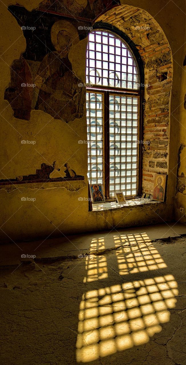 Light shadows from a church window