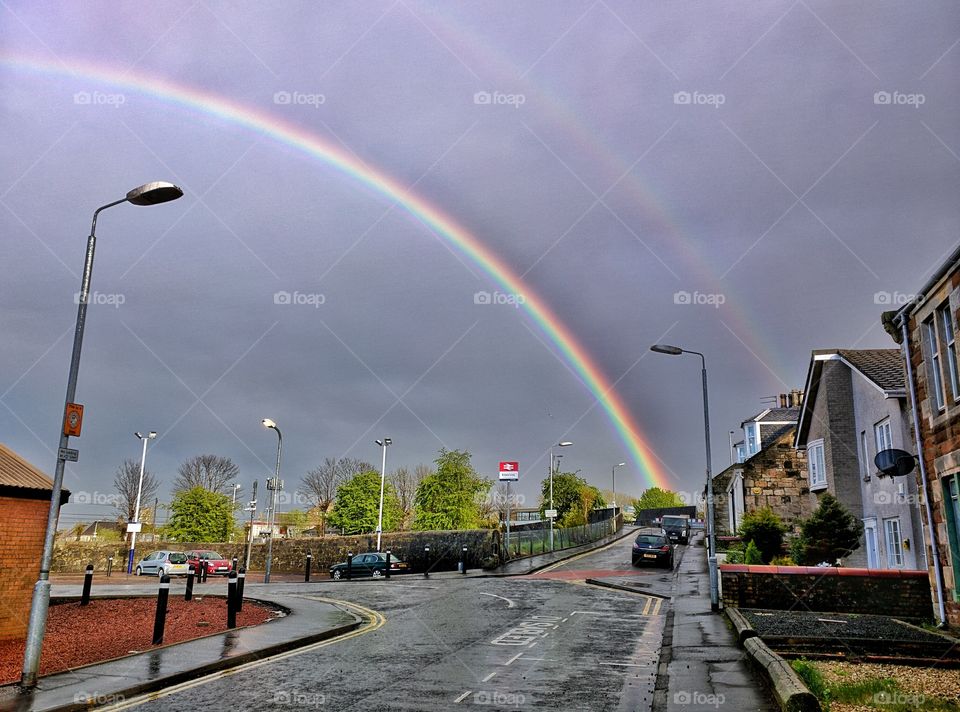 Lucky Double Rainbow. Typical rainy day in Ayrshire, splashed with beauty