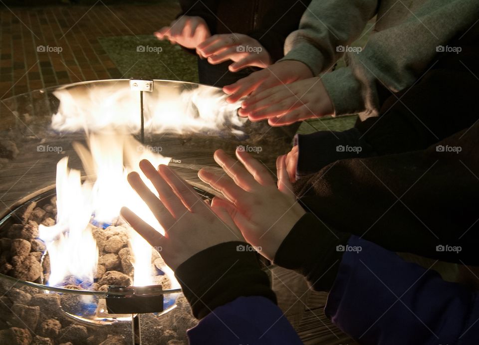 Cold winters night.  Warming up with family
