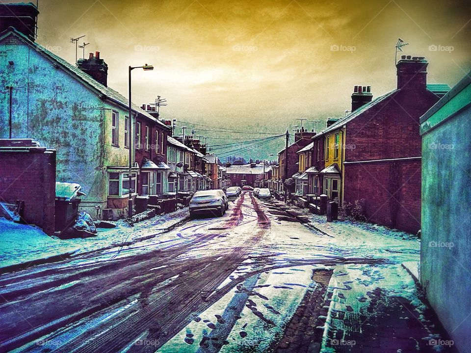 my street in winter in HDR. found this photo the other night and gave it some life.