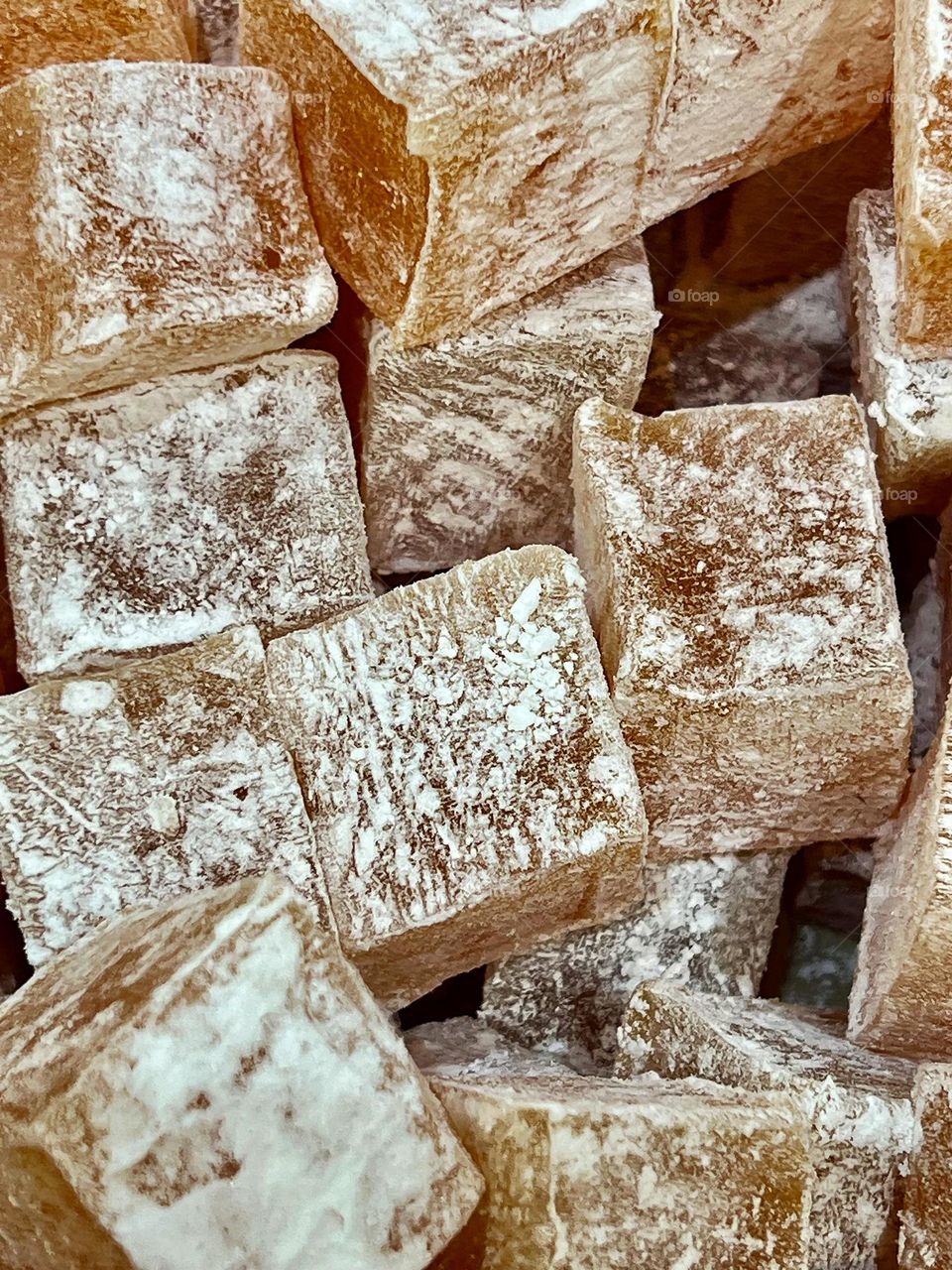 Turkish delight. Oriental sweets shot close-up. Background
