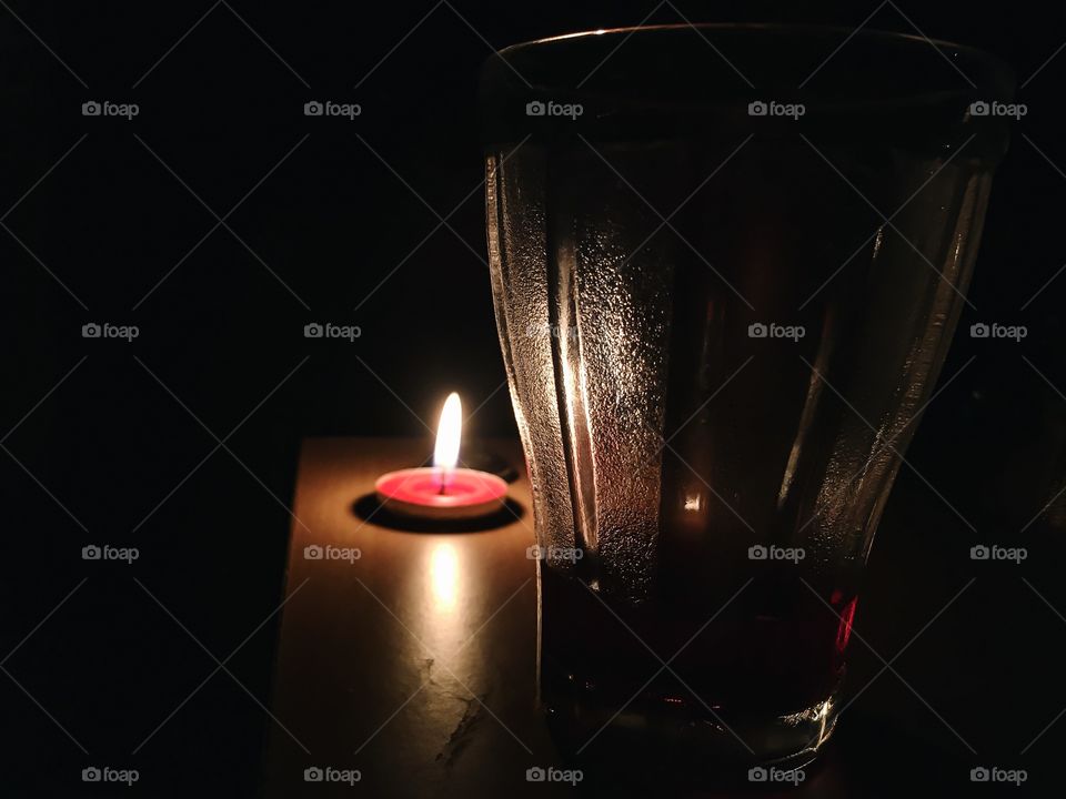 Candle and wine