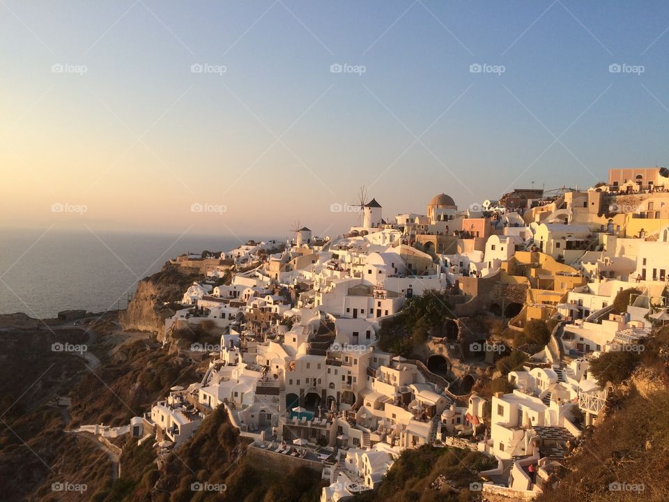 Traditional village at Santorin island in Greece