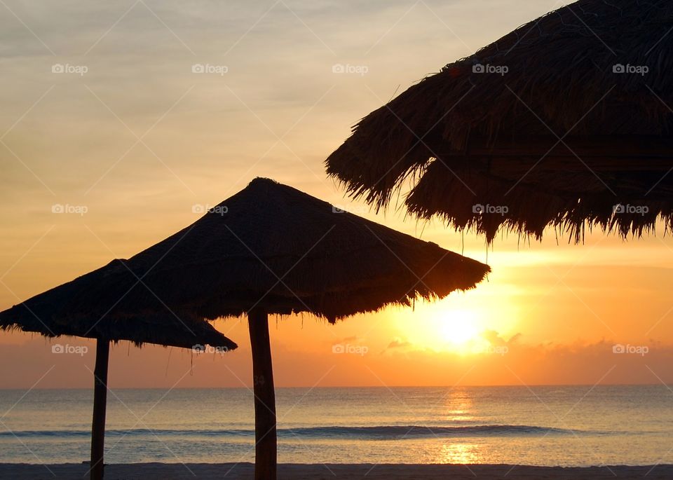 Tranquil sunrise. Sunrise in Cancun