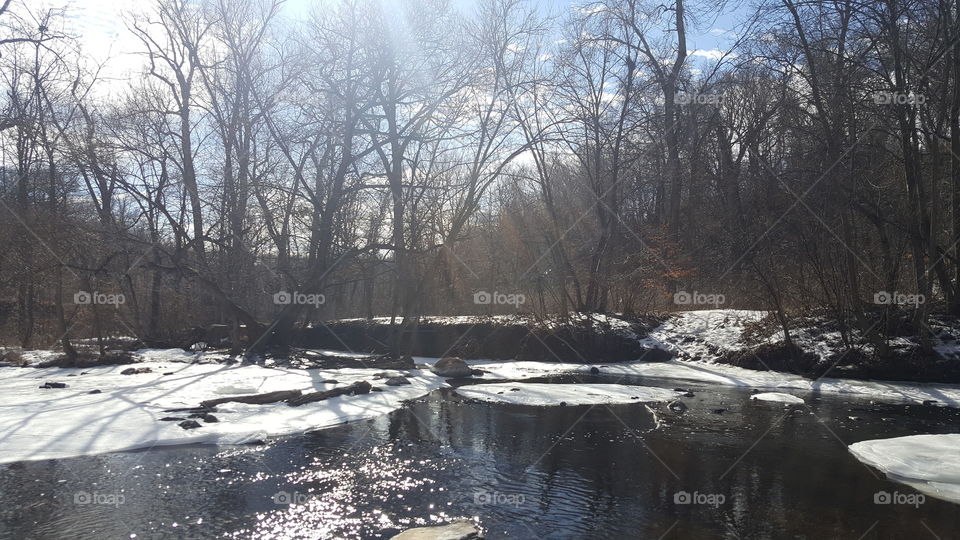 Minnehaha Creek on the beautiful day during winter.