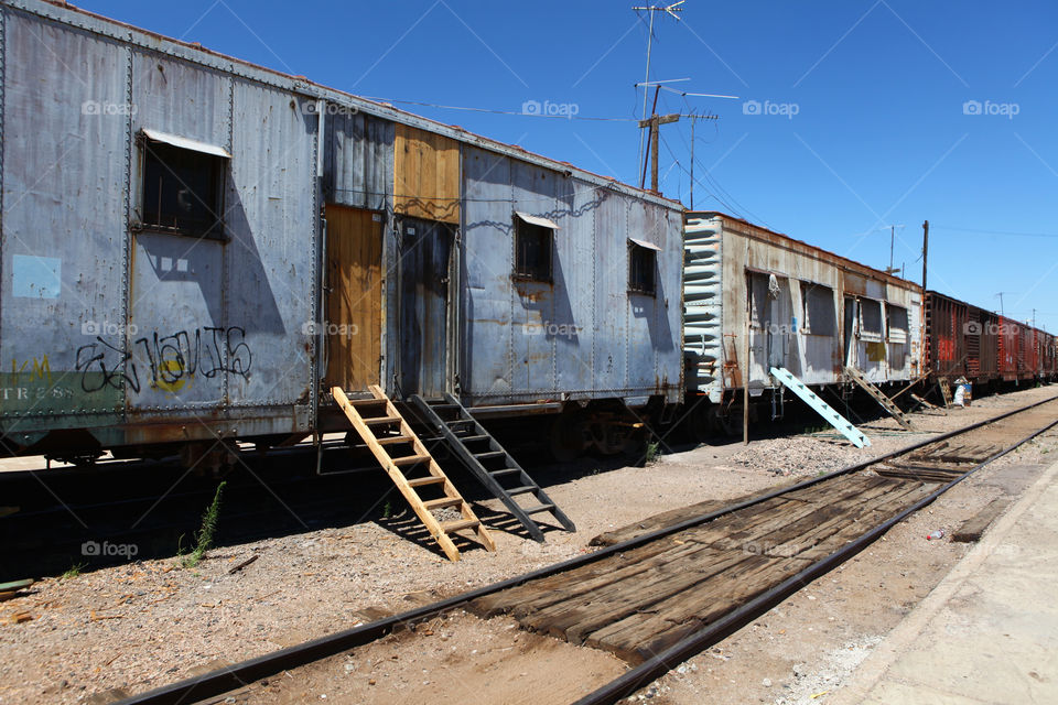 Old railroad wagons used as shelters / home