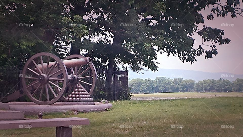 Cannon and mountains