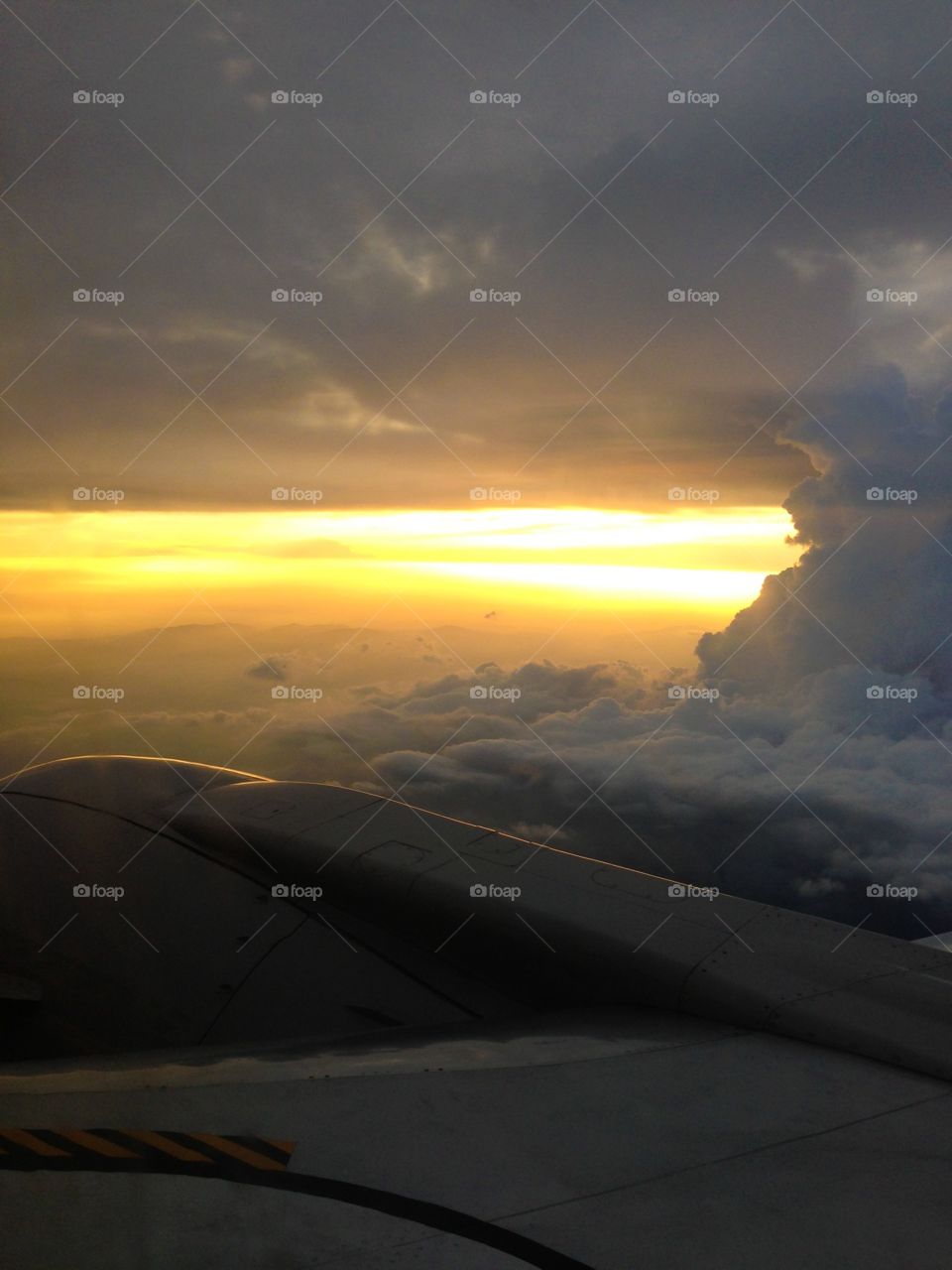 Sunset above the clouds. Sunset viewed from ab aeroplane