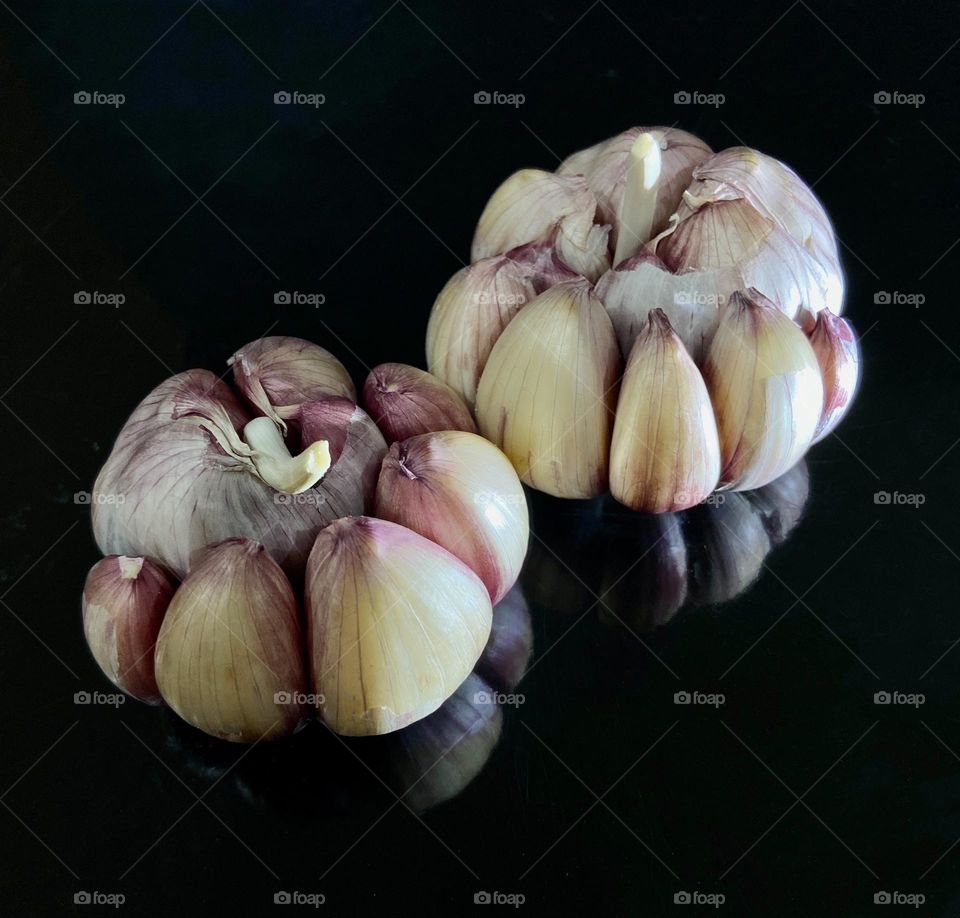 Garlic on dark background 