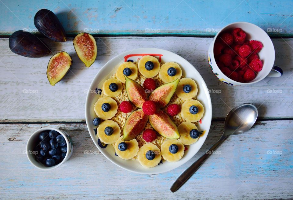 Exotic breakfast on table