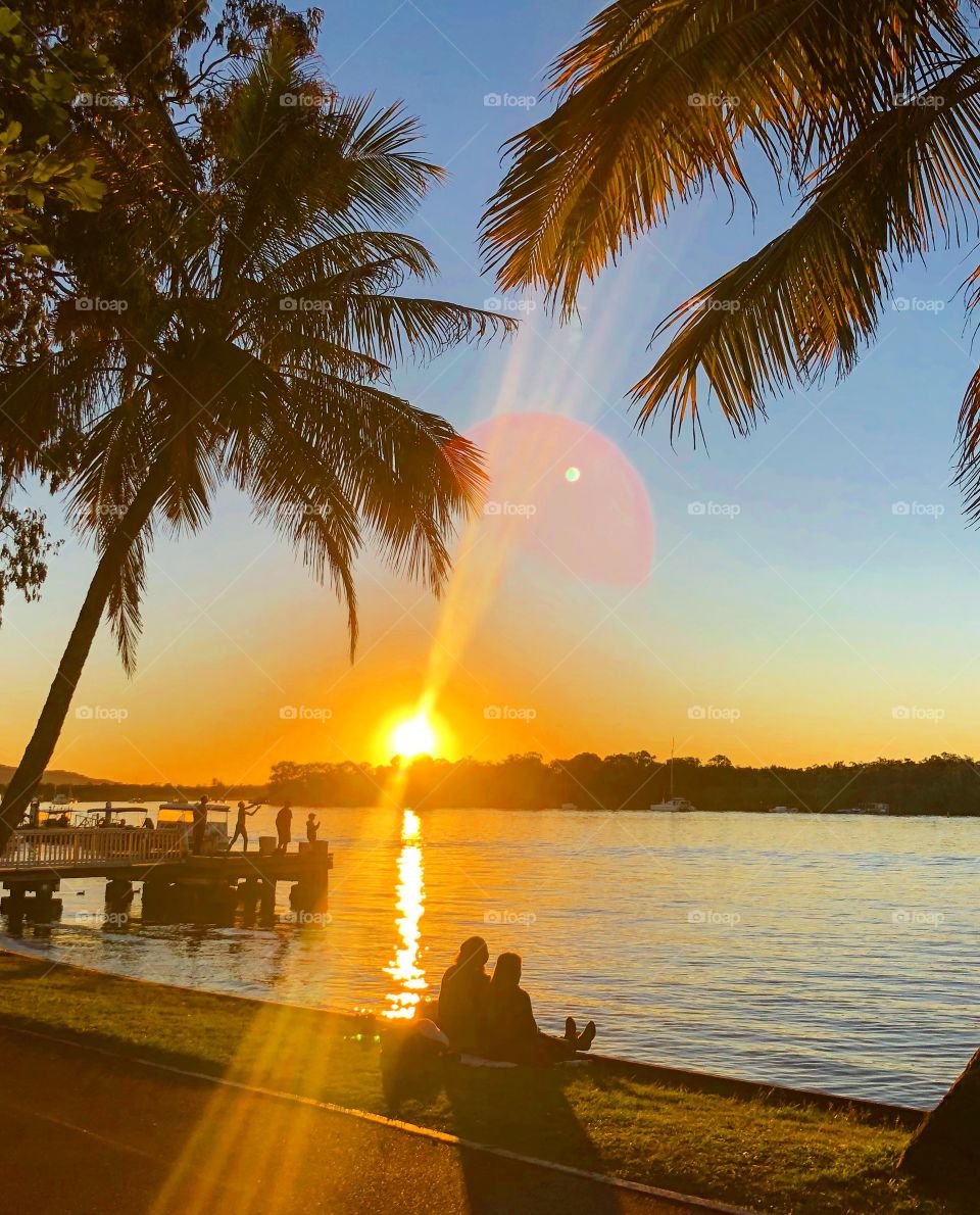 Sunset over Noosa River watching the sunset 