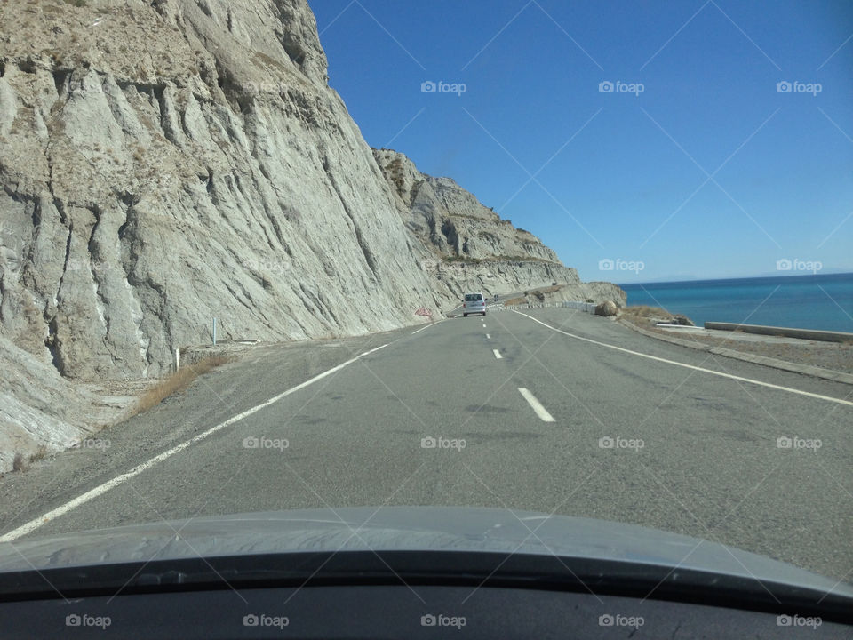 Steep cliffs and road