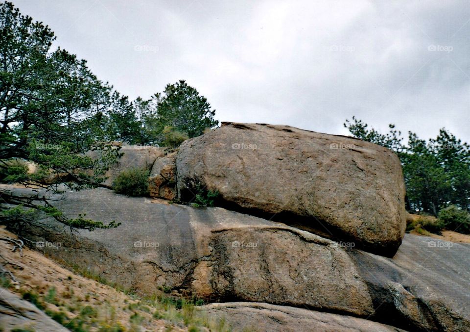 natural grey boulders on the path up Pikes Peak.