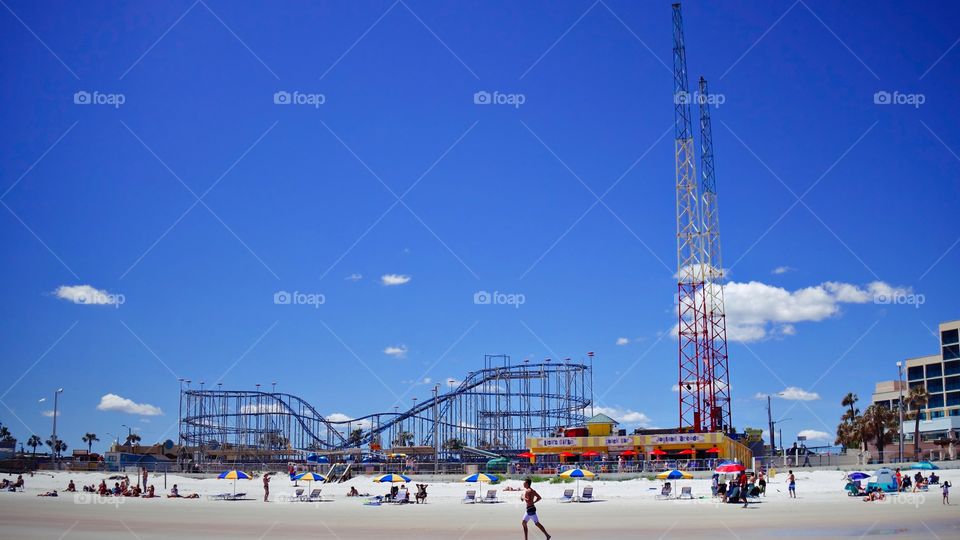 Daytona Beach Amusement Park From The Shore
