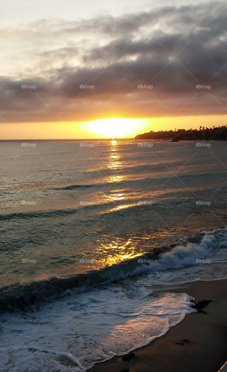 sunset on the Pacific shore 