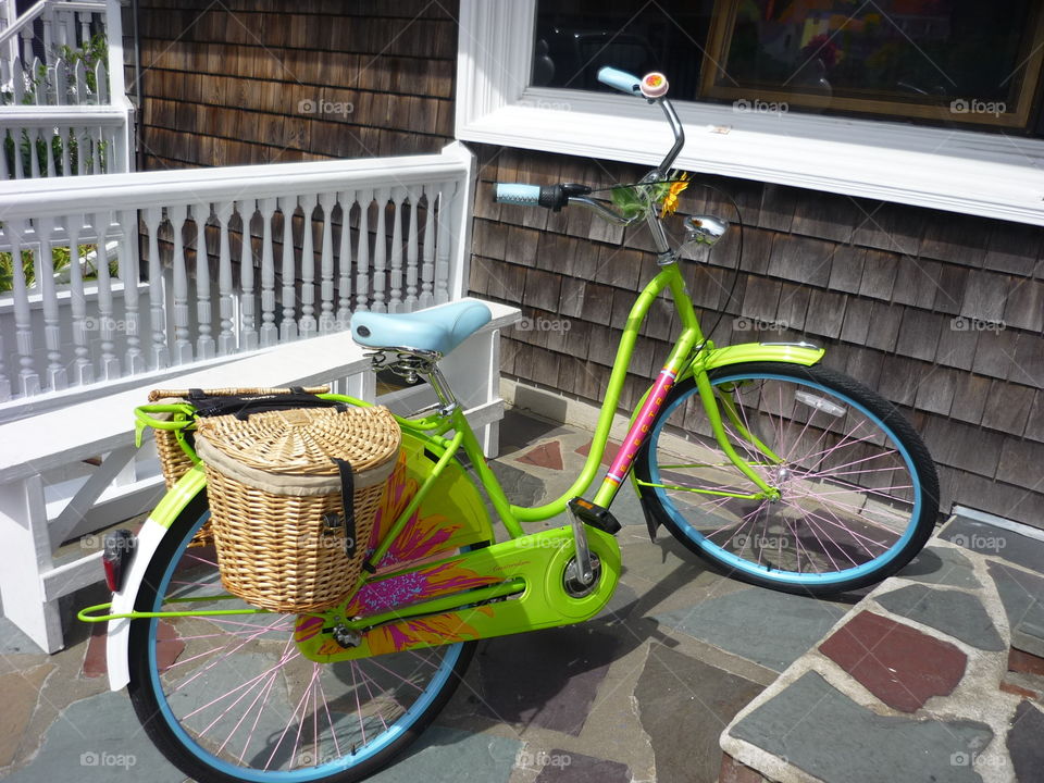 Colorful bike with a basket