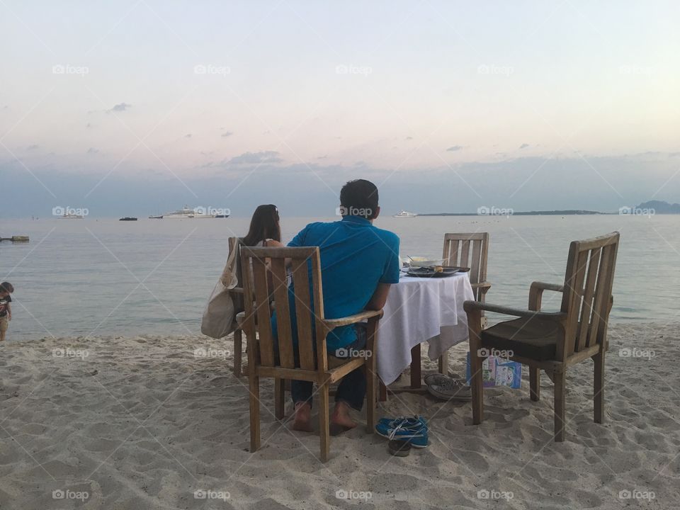 Dining on a beach