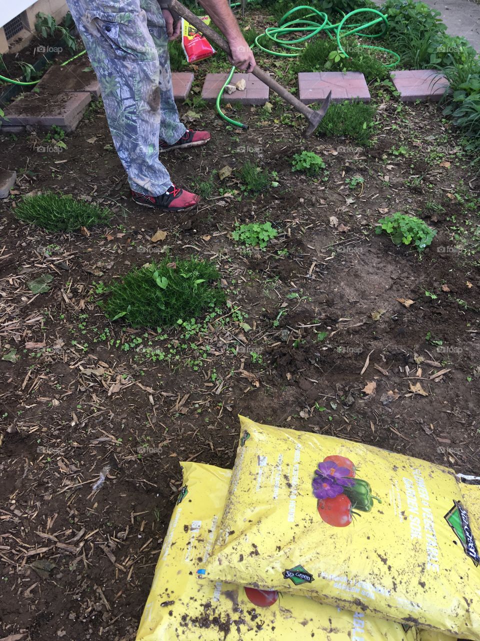 Volunteering helping the94 year old neighbor lady cleaning up and replacing some plants.