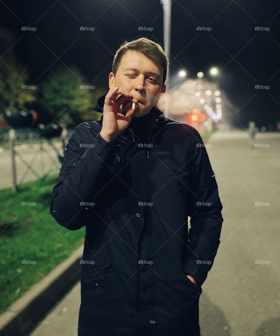 Smoking man portrait