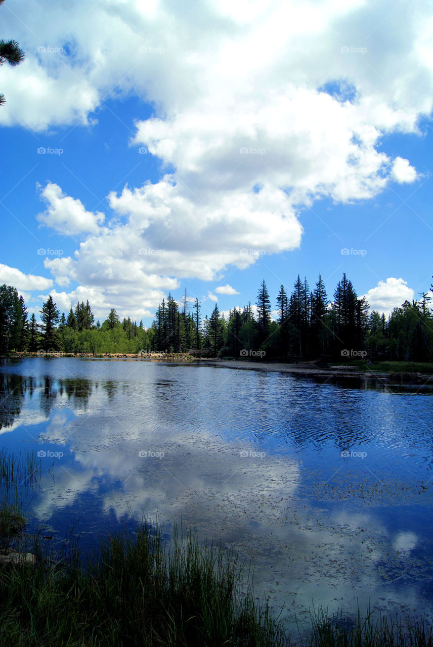 Clouds reflected in lake