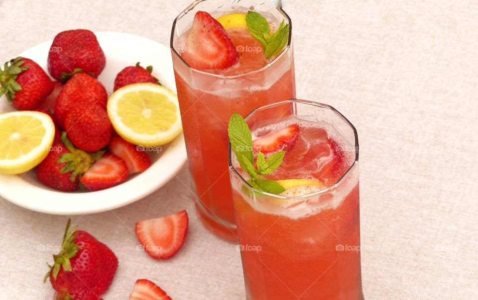 Homemade strawberry lemonade